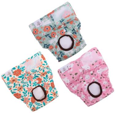 Imagem de CuteBone Fraldas para Cachorro Femininas Laváveis Pequenas Médias Grandes Pacote com 3 Fraldas Reutilizáveis para Cachorros Fraldas para Filhotes Fraldas Menstruais para Cachorros Ciclo de Cio Urinar