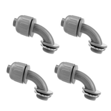 Imagem de Joyangy 1/2 polegada NPT líquido apertado não metálico 90 graus cotovelo conector de conduíte elétrico, 4 peças de conectores de conduíte de PVC flexíveis para uso interno e externo