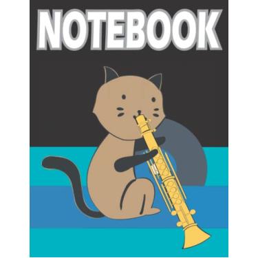 Imagem de Cat Playing Oboe: Sheet Music Notebook 120 Pages 8.5x11 in, Cat lovers,Oboe Lovers,Music Lovers, Music Manuscript Paper Notebook