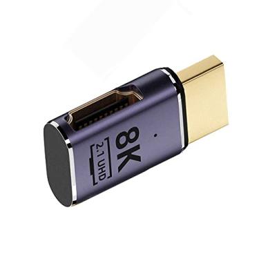 Imagem de NFHK HDMI macho para HDMI 2.1 fêmea plano horizontal 90 graus ângulo esquerdo UHD adaptador de extensão suporta HDTV 8K 60hz
