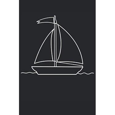 Imagem de One line art line art sailboat sailing ship captain sailing boat owner: Mystery book - funny line art sailboat seafor design, retro gift idea - A5 ... puzzle, note, book, sketch, planner, birthday