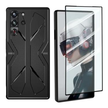 Imagem de Capa para ZTE Nubia Red Magic 10 Pro, airbags de grau militar de TPU macio, proteção contra quedas, antiimpressões digitais, [1 protetor de tela] Capa Red Magic 10 Pro Plus+, preta