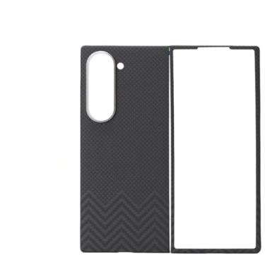 Imagem de Waillynice Capa de fibra de carbono real para Samsung Galaxy Z Fold6, capa de fibra de aramida design fino para Z Fold6 capa de telefone anti-queda (anel preto M (Mag), Galaxy Z Fold6)