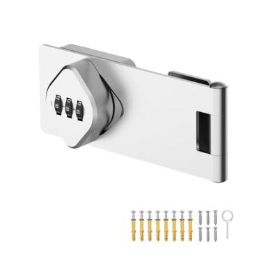 Imagem de Fechadura de ferrolho com senha de gabinete, trava de portão sem chave, fechadura de combinação de 3 dígitos, trava de porta de celeiro deslizante para portas pequenas, armários, porta de celeiro,