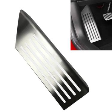 Imagem de FINMOKAL 1 peça de apoio de pé de aço inoxidável para pedal morto capa de pedal guarnição almofadas de pedal compatíveis com Tesla Model 3 2017-2023 Model Y 2020-2022