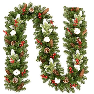 Imagem de Belas Guirlanda de Natal pré-iluminada de vime 270 cm/106" Guirlanda de outono artificial Árvore de Natal Guirlanda Casa Hotel Decoração de Cena de Parede diverso