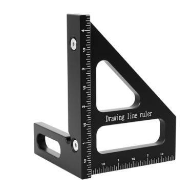 Imagem de Régua de Medição Multiângulo 3D 45 90 Graus para Marcenaria Transferidor Quadrado Mitre Régua Triangular Medidor de Marcação de Liga de Alumínio para Construção de Engenharia