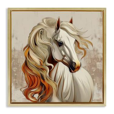 Imagem de Stupell Industries Design de arte de parede em tela flutuante elegante ondulado crina de cavalo por Lazar Studio, moldura flutuante dourada, 63 x 63 cm