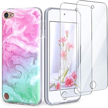 Imagem de Capa para iPod Touch 7ª geração com 2 protetores de tela, Capa para iPod Touch 6 iPod 5 da IDWELL, Capa protetora de TPU macia antiarranhões e flexível, Coloful Marble