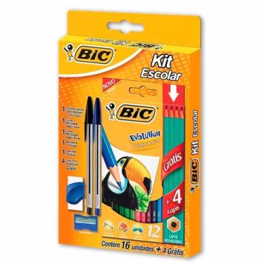 Imagem de Kit Escolar Lápis de Cor + Lápis + Canetas + Borracha + Apontador - Bi