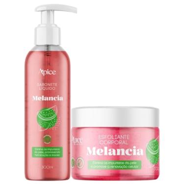 Imagem de Kit Sabonete Liquido + Esfoliante Melancia Apice Apse Corporal Banho Esfoliação Corpo Vegano 300g