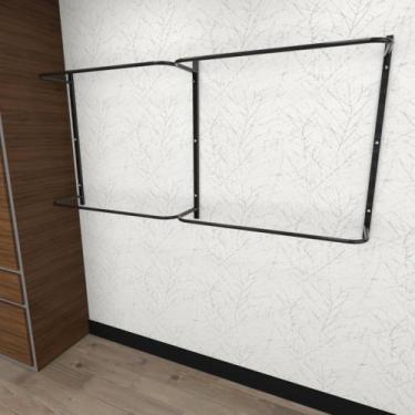 Imagem de Arara de roupas closet quarto com 7 peças regulável 200x100 cm cor pre