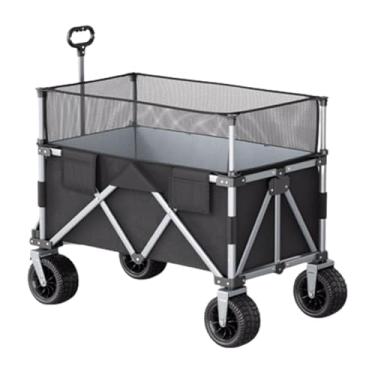 Imagem de carroça Carrinho de vagão com rodas carrinhos de quintal dobráveis ​​e vagões com vagão utilitário ao ar livre estendido para acampamento saco de rede retrátil dobrável