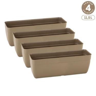 Imagem de Kit 4 Floreiras Sem Pratos 11,5L Jardineiras Vasos Plásticos Retangula