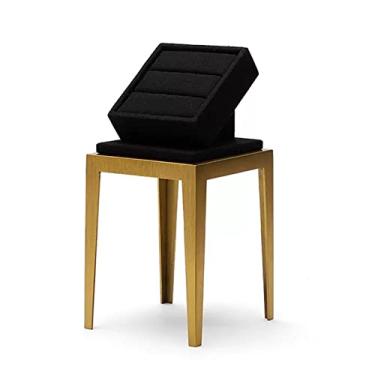 Imagem de Porta-joias de veludo preto Suporte de anel de joias de metal suporte de exibição de joias colar pingente anel organizador de vitrine para colares e anéis expositor de joias, One Size, Grande, Ágata