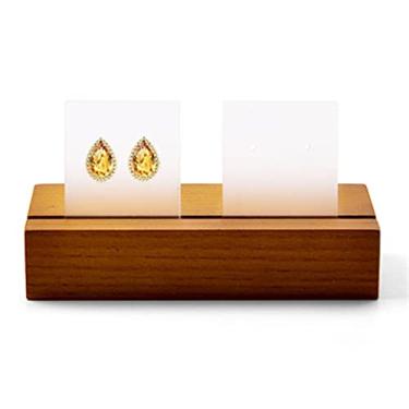 Imagem de Suporte de exibição de brincos de madeira, suporte de exibição de brinco portátil com brinco destacável de papelão para venda de brinco, exibição de joias, suporte de cartão de visita, expositor de