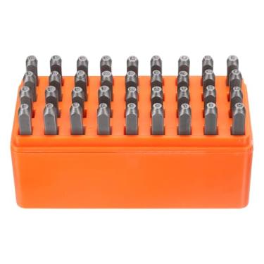 Imagem de HARFINGTON Kit de estampagem de metal de 36 peças 1/40.6 cm (1,5 mm) Conjunto de punção de letras e números (A-Z / 0-8 / "Símbolo "&") Ferramenta de prensa de perfuração com estojo para impressão de