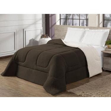 Imagem de Coberdron Queen Sherpa Pele de Carneiro Marrom - Charme do Detalhe