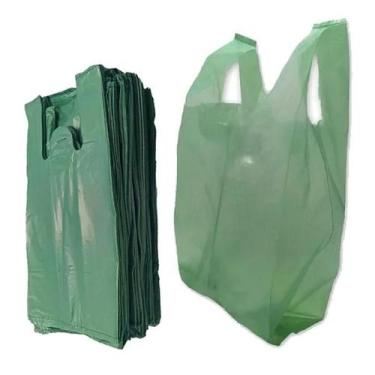 Imagem de Sacola Plástica Reciclada Reforçada Verde 12kg + 1000 Sacola - Decore 