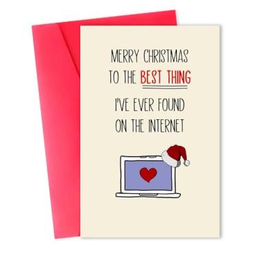 Imagem de Beixian Cartões de Natal engraçados para namorado, namorada, melhor coisa na internet, cartão de Natal para ele ela, cartão de Natal romântico para marido, esposa, casal, cônjuge, presente fofo para