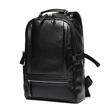 Imagem de Mochila masculina bolsas de couro para homens mochila PU grande capacidade bolsa masculina mochilas escolares para adolescentes