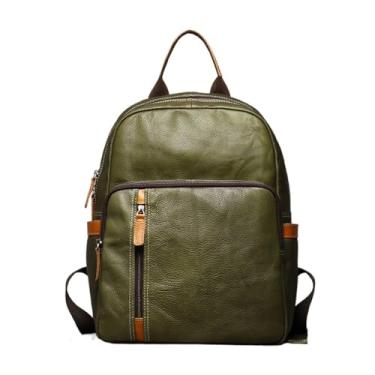 Imagem de Mochila de viagem de couro genuíno masculino para homens mochilas 15 "bolsa para laptop mochila de couro para homens