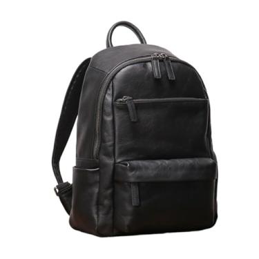 Imagem de Mochila masculina retrô de couro genuíno feita à mão mochila esportiva clássica para homens