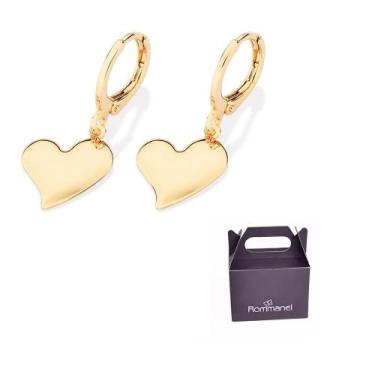 Imagem de Brinco Argola com Coração Banhado a Ouro Rommanel 527404, Dourado