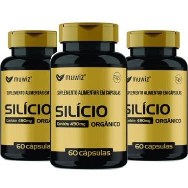 Imagem de Silício Orgânico 180 cápsulas 490 mg Silicio kit 3 frascos x 60 capsul