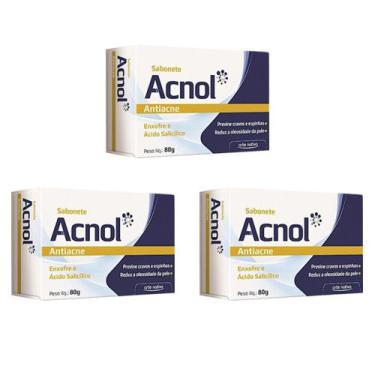 Imagem de kit 3x acnol sabonete antiacne recomendado para evitar cravos espinhas
