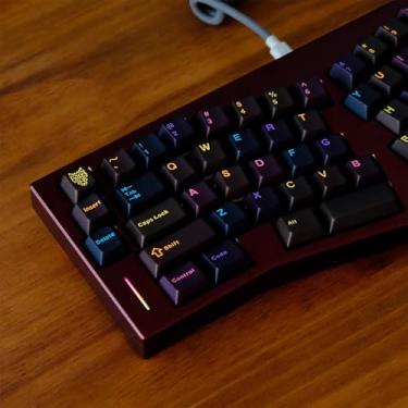 Imagem de Conjunto de teclas pretas translúcidas com 114 teclas com perfil cereja Doubleshot preto serve para 60% 65% 75% Cherry Mx Switches Teclado mecânico
