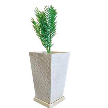 Imagem de Vaso De Planta Coluna Quadrada Com Prato G (cinza)