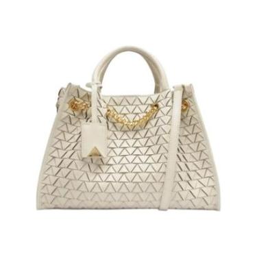 Imagem de Bolsa Feminina Schutz Couro Tote Rebecca Tramada Media Creme-Feminino