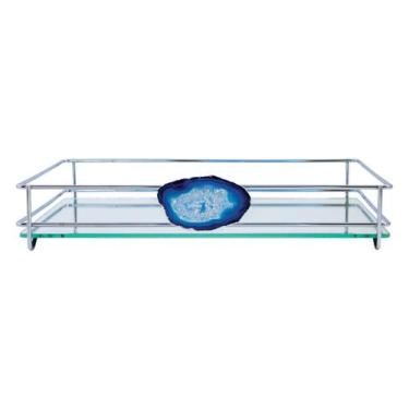 Imagem de Bandeja hara fence ágata cromada 10x20 cm, Azul