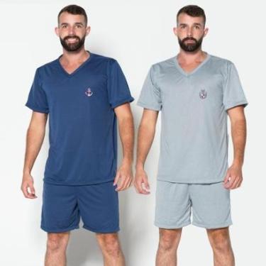 Imagem de Kit 2 Pijama Vekyo Gola V Liso Masculino-Masculino