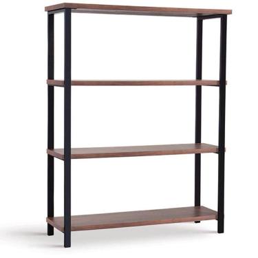 Imagem de Estante Média Dallas Industrial Daf Móveis 153 X 120 Cm Madeira Maciça Castanho Aço Carbono Preto