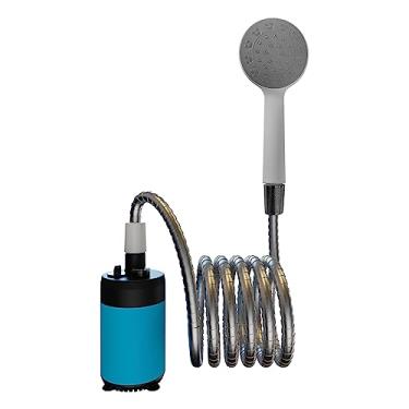 Imagem de RUSUO Chuveiro, chuveiro portátil, acampamento, exterior, chuveiro elétrico, portátil, alimentado por bateria, compacto, portátil, recarregável, campismo, chuveiro