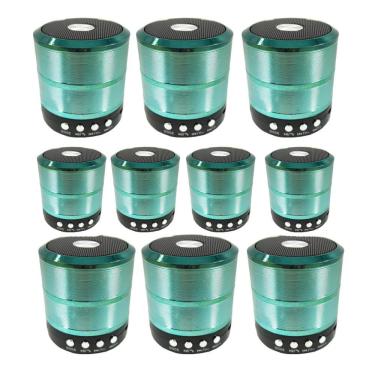 Imagem de Kit 10 Mini Caixa De Som Portátil Bluetooth Mp3 Ws-887 Verde