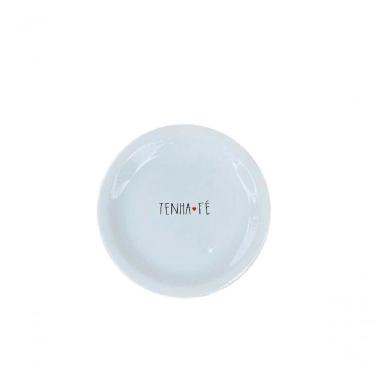 Imagem de Prato Raso De Porcelana Tenha Fé Minimalista Branco