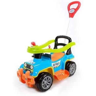 Imagem de Carrinho Jip Jip Infantil com Empurrador, 4 Rodas, Multicolorido, Carrinho de Brinquedo para Passeio Jip Jip Andador Infantil Empurrador Quadriciclo Bebê Criança Menino Menina