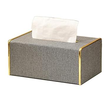 Imagem de Caixa dispensador de lenços caixa de lenços casa sala de estar caixa de papel simples leve luxo couro guardanapo caixa prática suporte caixa de lenços faciais suporte caixa de lenços (cor: B) (B)
