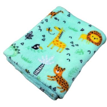 Imagem de Manta Infantil de Microfibra, 70x90cm, 250g/m², Antialérgica, 3 Estampas (Verde)
