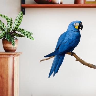 Imagem de RoyoLam Decalques de parede de arara azul aquarela removíveis adesivos de vinil para berçário, sala de estar e sala de jogos infantil, decoração de pássaros, arte de parede