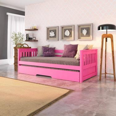 Imagem de Bicama Solteiro Mission Estilo Sofá em Madeira Maciça/mdf Rosa