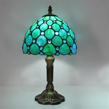 Imagem de OUFULA American Vintage Lâmpada de Mesa LED Luxo Criatividade Sala de Estar Quarto Estudo Quarto de Criança Villa Hotel Cor Vidro Mesa Luz (Estilo 43)