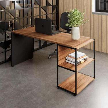 Imagem de Escrivaninha Escritório com Estante Baixa 3 Prateleiras F5 - F5 Office