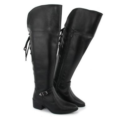 Imagem de Bota Feminina Coxa Acima Do Joelho Estilo Montaria Cano Alto 11503 Pre