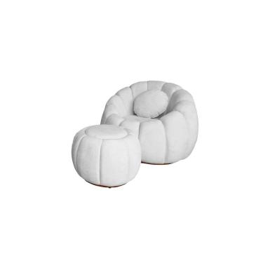 Imagem de Kit Poltrona Com Almofada e Puff Concha Fixo Boucle - Estopar