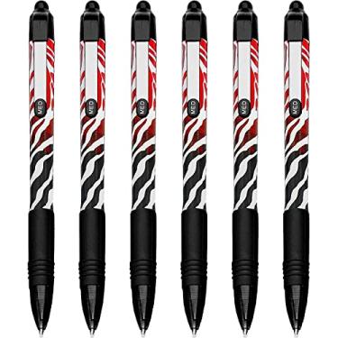 Imagem de Zebra Z-Grip suave - caneta esferográfica retrátil - edição limitada design de chama funky - pacote com 6 - tinta preta