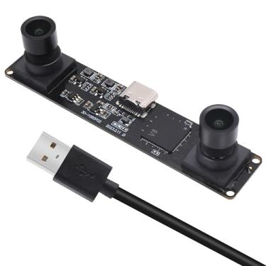 Imagem de MMlove Câmera estéreo USB de lente dupla síncrona 1080p 60FPS, módulo de câmera, webcam 3D de 4 MP, visão ampla angular de 117°, webcam Lightburn USB2.0 Plug & Play para transmissão de reconhecimento